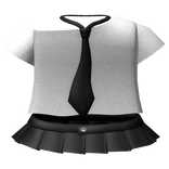 cute white dress shirt & tie + mini skirt