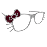 Cute White Kawaii Hello Kitty Glasses Red Bow