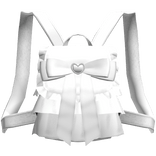Cute White Ruffled Heart Bow Backpack 1.0