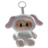 Cute White Sugar Bunny Labubu Plushie Keychain