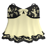 Cute Yellow Baby Doll Black Lace Bow Short Dress