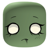 Cute Zombie Face with Glowing Eyes - Green