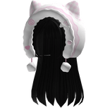 ♡ cutecore kawaii kitty hood /w layered hair