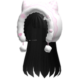♡ cutecore kawaii kitty hood /w layered hair black