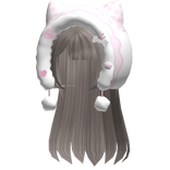 ♡ cutecore kawaii kitty hood /w layered hair grey