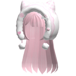 ♡ cutecore kawaii kitty hood /w layered hair pink