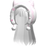 ♡ cutecore kawaii kitty hood /w layered hair white