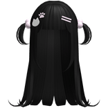 ୨୧ cutecore long hair w/ kitty clips - black