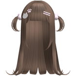 ୨୧ cutecore long hair w/ kitty clips - brown