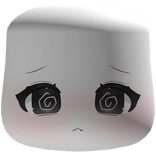 ୨୧ cutecore sad anime chibi face mask - white