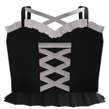 ♡ cutest black and pink ruffled top with ribbons