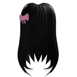 ♡ Cutesy Black Hime Long Hair w/ Bow