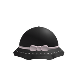 Cutesy bucket hat with pink bow in black