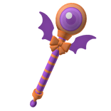 cutesy halloween wand in orange & purple