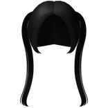 ♡ Cutesy Long Straight Back Pigtails in Black