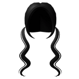 cutesy low kawaii wavy pigtails in black