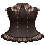 ⊹ Cutesy Ruffle Collar Dress with Vest (Chocolate)