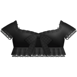 🤍 cutesy ruffle plaid lace top black