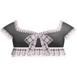 🤍 cutesy ruffle plaid lace top black & pink