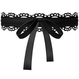 cutesy ruffled doll lace bow choker in black