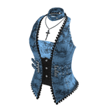 Studded Vest w/ Bandeau Top (Blue)