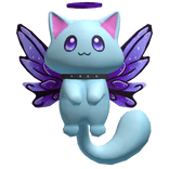 Cyan Flying Cat And  Purple Wings