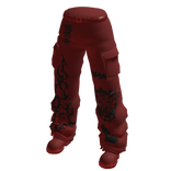 Cyber Sigil Cargo Jeans w/ Platform Boots - Red