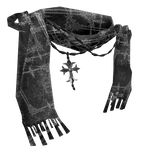 cyber Sigilism textured Chrome scarf w pendant