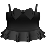 ♡ Dainty Frilly Dress with Bow in Black