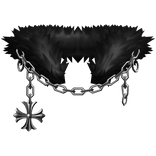 Dark Black Light Chained Chrome Pendant Neck Fur
