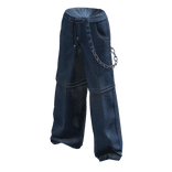 Dark Blue Baggy Denim Grunge Zip Off Cargo Pants