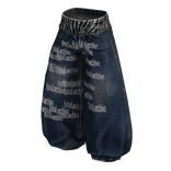 Dark Blue Baggy Skater Zebra Denim