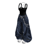Dark Blue Baggy Vintage Streetwear Outfit / 04