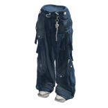 Dark Blue Cargo Jeans with Straps and shoes