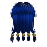 Dark Blue Long Straight Hime w/ Golden Beads