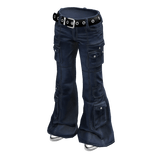 Dark Blue Low Rise Y2K Flared Denim