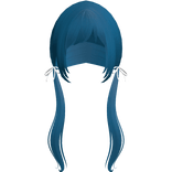 Dark Blue Pigtails Bows Long W Bangs