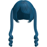 Dark Blue Twin Swirly Curls W Bangs