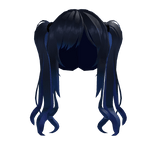 Dark Blue Twintails Hair