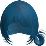 Dark Blue Wispy Messy Side Bun W Bangs