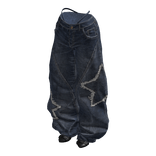 Dark Blue Y2K Baggy Star Denim Jeans 🫐