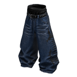 Dark Blue Y2K Fishbone Baggy Skater Denim