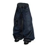 Dark Blue Y2K Tribal Baggy Jeans