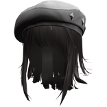 Dark Brown Wolfcut w/ White Y2k Star Beret