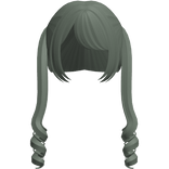Dark Green Twin Swirly Curls W Bangs