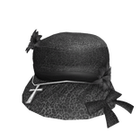 dark grey flower leopard cross ribbon y2k emo cap