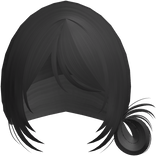 Dark Grey Wispy Messy Side Bun W Bangs