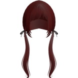 Dark Red Pigtails Bows Long W Bangs