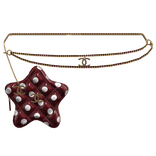 Dark Red Polka Cstar Quilted Waist Bag Gold