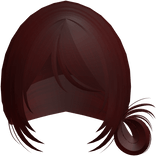 Dark Red Wispy Messy Side Bun W Bangs